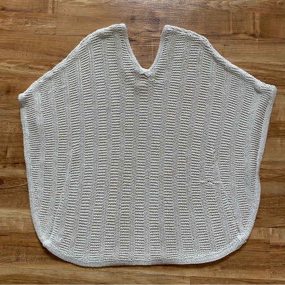 CHICO’S OS Cream Metallic Sparkle Open Knit Kimono Sweater Pullover Lagenlook - Picture 12 of 16